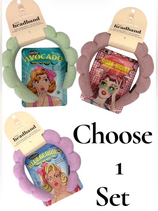 Great Hair Day & Sadoer Other - Great Hair Day Pick 1 Plush Spa Headband & Sadoer Face Mask